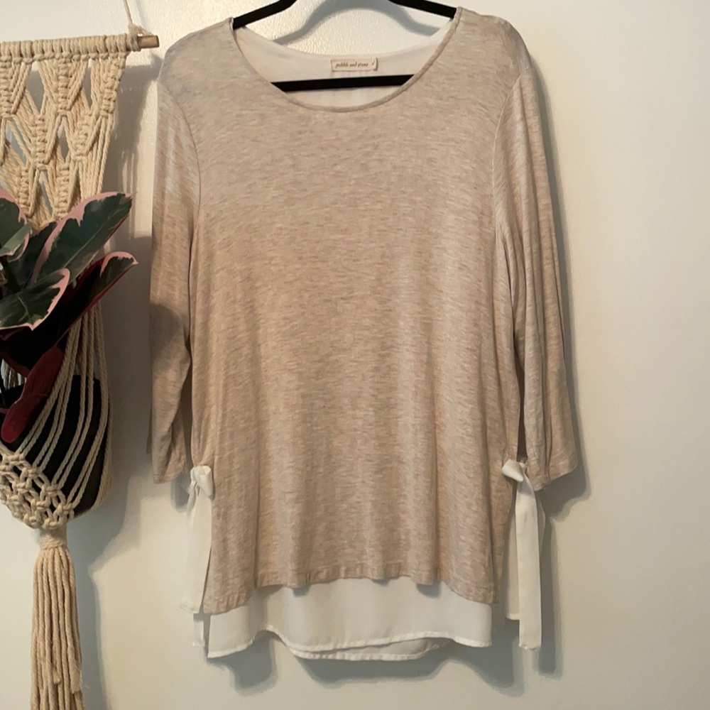 Pebble and Stone Beige and ivory layered blouse